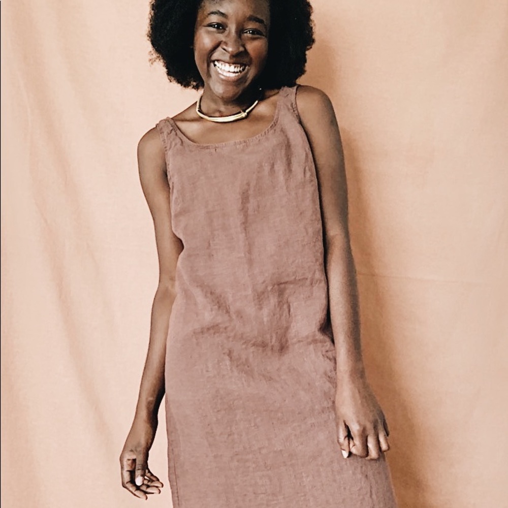 Vintage Brown Linen Maxi Dress
